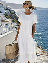 Load image into Gallery viewer, Women's Plus-Size Patchwork Maxi Dress – Relaxed Fit Casual Skirt
