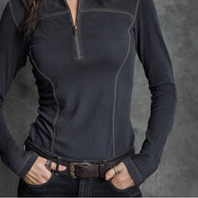 Load image into Gallery viewer, Women’s Retro Stand Collar Half Zip Pullover Top
