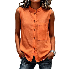 Load image into Gallery viewer, Women's Sleeveless Crop Top with Buttoned Pockets – Solid Color

