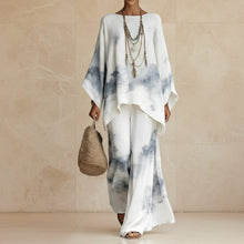 Load image into Gallery viewer, Floral Print Bamboo Linen Two-Piece Set with Wide-Leg Pants
