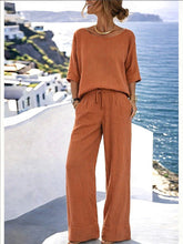 Load image into Gallery viewer, Women's Resort Set – Short Sleeve Top &amp; Wide-Leg Pants
