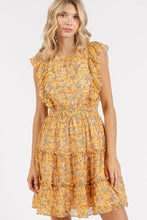 Load image into Gallery viewer, New Summer Ditsy Floral Print Ruffle Chiffon Mini Dress – Fluttering, Playful and Feminine Dress with Ruffle Details and Soft Chiffon Fabric
