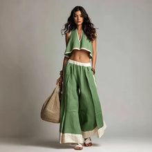 Load image into Gallery viewer, Sleeveless V-Neck Two-Piece Set – Solid Color Lounge &amp; Casual Outfit
