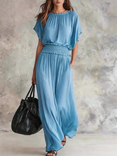 Load image into Gallery viewer, Women's Chiffon High-Waist Ruched Maxi Dress
