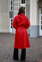 Load image into Gallery viewer, Band Collar Wool Blend Coat in Autumn Red
