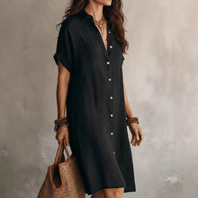 Load image into Gallery viewer, Women's Buttoned Midi Shirt Dress – Short Sleeve
