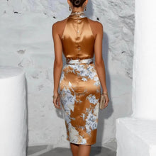 Load image into Gallery viewer, Women's Elegant Chiffon Print Halter Neck Dress — Formal Evening Gown

