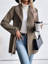Load image into Gallery viewer, Women's Plaid Collared Neck Buttoned Long Sleeve Jacket – Classic &amp; Lightweight Outerwear for Everyday Wear
