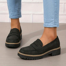 Load image into Gallery viewer, Thick-Sole Solid Color Loafers Women | Trendy Chunky Flats
