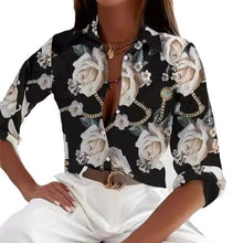 Load image into Gallery viewer, Women’s Stripe Print Long-Sleeve Blouse
