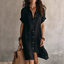 Load image into Gallery viewer, Women's Buttoned Midi Shirt Dress – Short Sleeve
