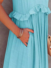 Load image into Gallery viewer, Romantic Ruffled Sleeveless Tiered Maxi Dress with Pockets Elegant &amp; Chic Statement Beautiful Design Dress
