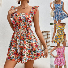 Load image into Gallery viewer, Women's Sleeveless Square Neck Printed Boho Jumpsuit
