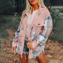 Load image into Gallery viewer, Women's Notch Lapel Check Print Long Sleeve Shirt
