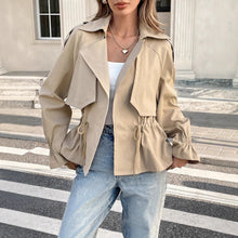 Load image into Gallery viewer, Women's Drawstring Waist Figure-Flattering Casual Coat – Khaki
