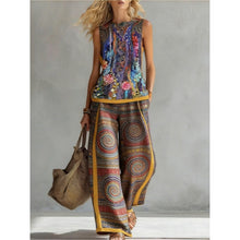 Load image into Gallery viewer, Printed Retro Sleeveless Top &amp; Wide-Leg Pants Set | 12 Prints S–5XL
