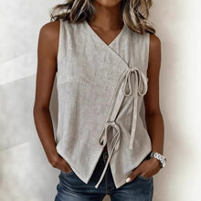 Load image into Gallery viewer, Bow-Tied V-Neck Sleeveless Tank Top – 5 Colors, S–XXL
