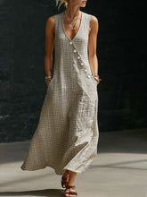 Load image into Gallery viewer, Women's V-Neck Diagonal Button Placket Cotton-Linen Shirt &amp; Wide-Leg Pants Set
