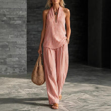 Load image into Gallery viewer, Women's Striped Sleeveless Top &amp; Wide-Leg Pants Two-Piece Set
