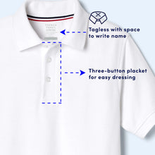 Load image into Gallery viewer, French Toast Boys' Short Sleeve Pique Polo Uniform Shirt (Standard &amp; Husky) 3T Light Blue - # BOAA11510003
