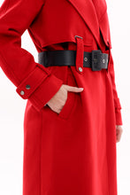 Load image into Gallery viewer, Karina Belted Wool Cashmere Blend Overcoat in Ruby
