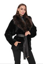 Load image into Gallery viewer, Modena Genuine Astrakhan Polar Fox Trim Coat
