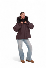 Load image into Gallery viewer, Verbier Genuine Fur Trim Down Fill Jacket in Fig
