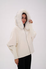 Load image into Gallery viewer, Saga®Furs Hooded Polar Fox Wool Alpaca Coat

