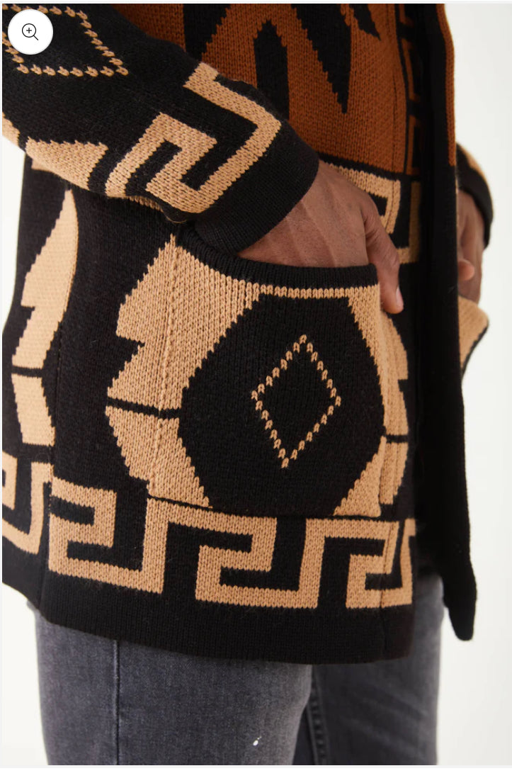 Lagos Red Exclusive Men's Brown Fashion Long Sweaters | Hoodie LS89