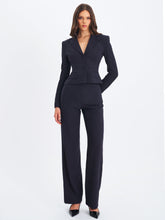 Load image into Gallery viewer, Quinne Navy Striped Single-Breasted Peplum Blazer

