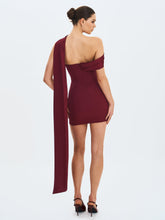 Load image into Gallery viewer, Ovelia Crimson Satin Ribbon Strapless Mini Dress
