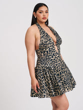 Load image into Gallery viewer, Mackenzie Cheetah Print Halter Linen Mini Dress
