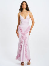 Load image into Gallery viewer, Paolina Taro Pink Jacquard Ruffle Mermaid Maxi Dress

