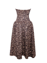 Load image into Gallery viewer, Uchenna Cheetah Print Stretchy Strapless Midi Dress with lace trim
