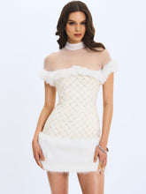 Load image into Gallery viewer, Taylor Ivory Fur Trimmed Beaded Bouclé Mini Dress
