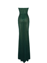 Load image into Gallery viewer, Fatima Green Crystal Sleeveless Corset Mermaid Maxi Dress
