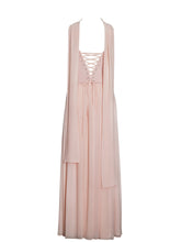 Load image into Gallery viewer, Qianna Baby Pink Peplum Top Drop Waist Chiffon Gown
