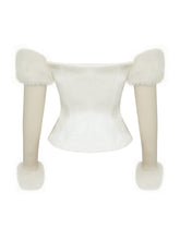 Load image into Gallery viewer, Nola Ivory Off-Shoulder Fur Trimmed Top
