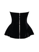 Load image into Gallery viewer, Qiara Black Velvet Peplum Top with Lace Trim
