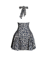 Load image into Gallery viewer, Mackenzie Cheetah Print Halter Linen Mini Dress
