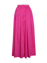Load image into Gallery viewer, Martha Fuchsia Cotton Poplin Maxi Skirt With Lace Trim
