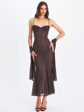 Load image into Gallery viewer, Yadira Brown Base Polka Dot Chiffon Maxi Dress

