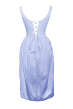 Load image into Gallery viewer, Reina Blue Drop Waist Corset Midi Dress
