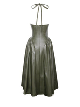 Load image into Gallery viewer, Eliana Olive Vegan Leather Dress
