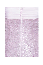 Load image into Gallery viewer, Lainey Purple Satin Sequin Pearls Beaded Maxi Dress
