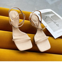 Load image into Gallery viewer, Colorful Women Sandals Slides Slippers Square Open Toe Slip On Thin Mid Heels Pumps Casual Narrow Band Open Toe Sandals Flip Flops Slip On Fashion Dress Heels Back High Heel Slide Slipper
