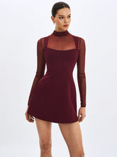 Load image into Gallery viewer, Natasha Burgundy Faux Two-Piece Turtleneck Mini Dress
