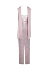 Load image into Gallery viewer, Raizel Pink Beaded Sequin Bodycon Gown with Scarf
