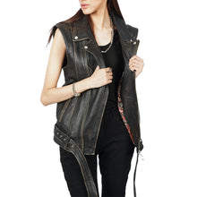 Load image into Gallery viewer, Ash Vintage Biker Leather Vest
