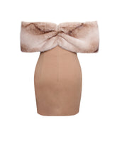 Load image into Gallery viewer, Nadira Off Shoulder Fur Trim Mini Dress
